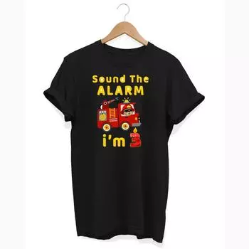 Футболка «Пожарный грузовик» для детей 3 лет, подарок на день рождения, детские классические футболки для мужчин, милые летние футболки с принтом для девочек 109S 2XL чёрный
