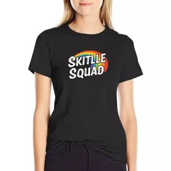 Футболка Pride Skittle Squad, одежда из аниме, летние топы, корейская мода, топы для женщин M чёрный