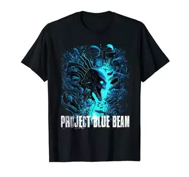 Футболка Project Blue Beam с поддельным инопланетным вторжением чёрный