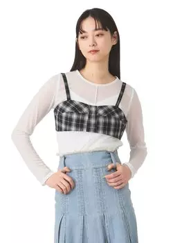 Футболка прозрачная центральный шов БЕЛАЯ БЕСПЛАТНО [Raybeams] L/S футболка женская белый