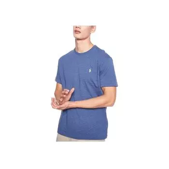 Футболка прямого кроя с коротким рукавом и вышитым логотипом Polo Ralph Lauren, мужские топы, синий цвет 710707087-007 L