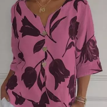 Футболка-пуловер из хлопка и льна с V-образным вырезом и короткими рукавами для женщин больших размеров S белый