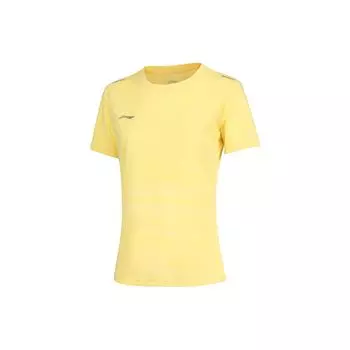 Футболка-пуловер с круглым вырезом и коротким рукавом Li Ning Plain Logo, футболки унисекс, хром-желтый ATSS600-4 M