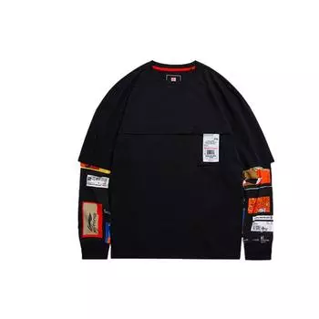 Футболка-пуловер с круглым вырезом и принтом серии Li Ning Wade, мужские топы, черный цвет AWDRA21-1 S