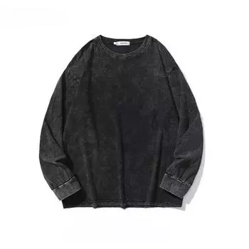 Футболка-пуловер свободного кроя с круглым вырезом и длинными рукавами в винтажном стиле унисекс M