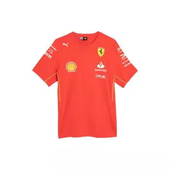 Футболка Puma Scuderia Ferrari Team Logo Print Crew Neck Мужские топы Красная 763603-01