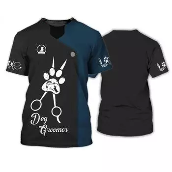 Футболка Puppy Groomer, мужская рубашка, модная унисекс, летняя одежда с круглым вырезом, мужские футболки большого размера с короткими рукавами, топы в стиле Харадзюку L