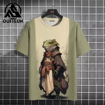 Футболка японского аниме «Самурай» для мужчин, топы с короткими рукавами и 3d животным принтом, футболки, повседневная футболка, рубашка большого размера, мужская одежда в стиле ретро 2XL