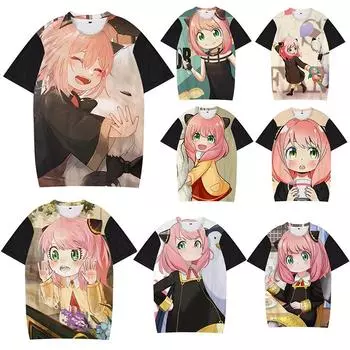 Футболка японского аниме SPY X FAMILY, мужская милая одежда с героями мультфильмов, летние топы Anya, футболка унисекс, футболка большого размера, подарки S