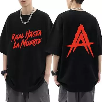 Футболка рэпера Anuel AA Real Hasta La Muerte Мужская одежда Модные футболки в стиле хип-хоп Harajuku Футболки из хлопка большого размера с круглым вырезом S