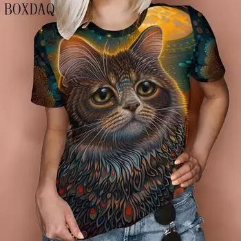 Футболка размера XL-7XL с принтом в виде животных, женская футболка с коротким рукавом, футболки больших размеров для мужчин 7XL