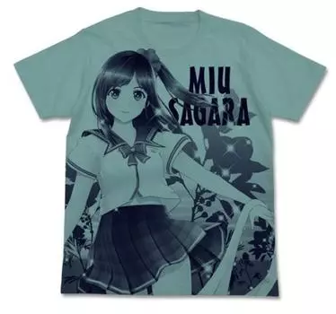 Футболка Record Love Miu Sagara All Print Sage Blue размера L синий