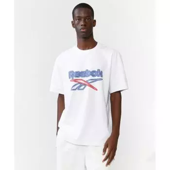 ФУТБОЛКА REEBOK NEON С БОЛЬШИМ ЛОГОТИПОМ, БЕЛАЯ