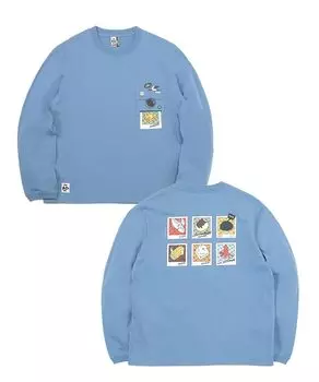 Футболка Retro Instant Camera Pocket Brushed T Blue [Chums] L/S Мужская Lt.