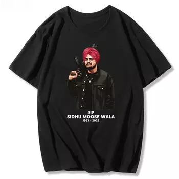 Футболка RIP Sidhu Moose Wala с принтом индийского рэпера и певца, футболки из чистого хлопка с графическим принтом, повседневные футболки в стиле хип-хоп для мужчин и женщин, свободные топы XS белый