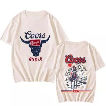 Футболка Rodeo Beer для женщин и мужчин в стиле кантри-вестерн, старая винтажная футболка Rodeo, подарочная футболка для фестиваля, летние хлопковые футболки с коротким рукавом высокого качества XS песочный