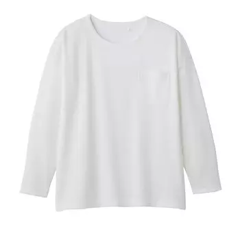 Футболка Room Wear с заниженной линией плеча и длинным рукавом для удобства переворачивания во время сна [Gunze] [Sleeping T] женская белая_KO4503