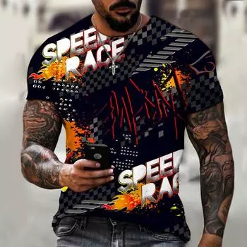 Футболка с 3D цифровым принтом, футболка с короткими рукавами и принтом, европейский и американский повседневный мужской топ свободного размера с короткими рукавами S