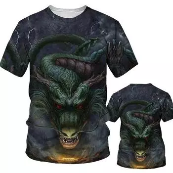 Футболка с 3D-драконом Harajuku с горячим принтом, летняя мужская футболка с коротким рукавом и круглым вырезом в стиле Харадзюку, свободные модные топы больших размеров M белый