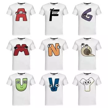 Футболка с 3D изображением алфавита, детская футболка с рисунком аниме для мальчиков и девочек, крутая уличная одежда с короткими рукавами, топы XXL