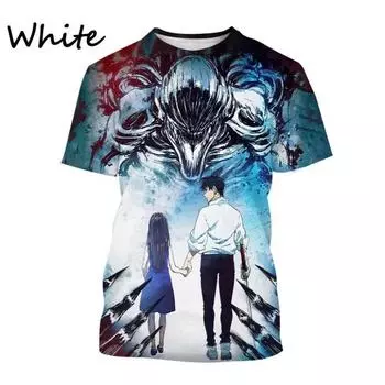 Футболка с 3D-печатью Jujutsu Kaisen, аниме-мода, круглый вырез, короткие рукава, повседневные топы унисекс, мужская одежда, футболки для косплея S