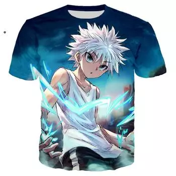 Футболка с 3D принтом аниме Killua Hunter X Hunter, футболка в стиле хип-хоп для мужчин и женщин, модная уличная футболка, повседневные топы в стиле Харадзюку XXXL