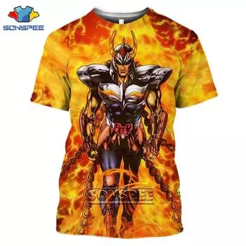 Футболка с 3D принтом аниме Saint Seiya Ikki Athena Harajuku, повседневный мужской и женский топ с короткими рукавами из мультфильма оверсайз S