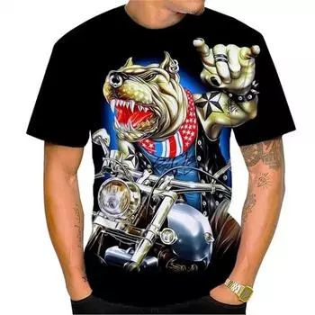 Футболка с 3D принтом бульдога и коротким рукавом, футболка с персонализированным рисунком животных и собак для мужчин и женщин, повседневная футболка с круглым вырезом S синий