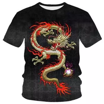 Футболка с 3D принтом дракона, мужская и женская модная уличная футболка Harajuku, крутая рубашка с животными, топы с короткими рукавами в стиле аниме, футболки XXXL