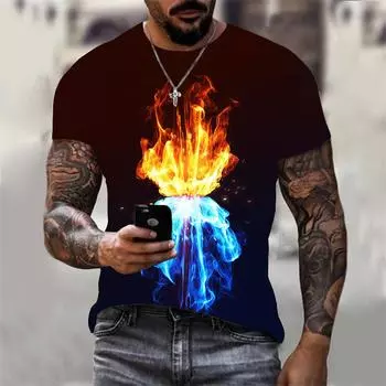 Футболка с 3D принтом Fire Eye для мужчин и женщин, повседневная летняя футболка с животными, мужские свободные топы с круглым вырезом и короткими рукавами, дышащие парные футболки S