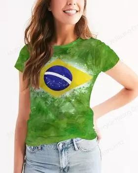 Футболка с 3D-принтом флага Бразилии для мужчин и женщин, модная футболка большого размера Harajuku с коротким рукавом, футболки с флагом Бразилии для женщин S