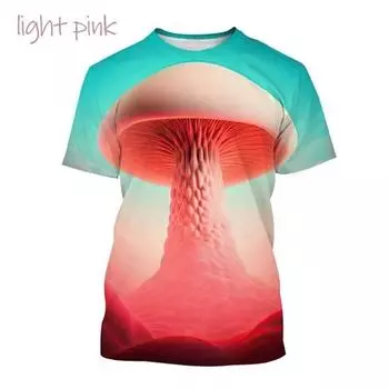 Футболка с 3D принтом «Гриб», растительный узор, круглый вырез, короткий рукав, лесная мода, повседневные топы унисекс, футболка высокого качества 100