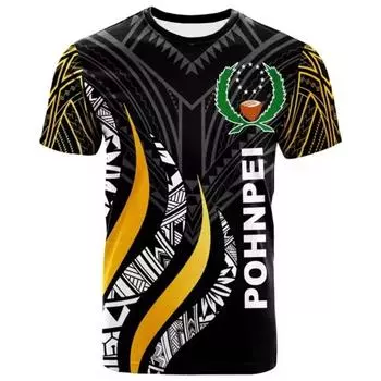 Футболка с 3D-принтом Hawaiian Kosrae для мужчин, летняя, с круглым вырезом, с короткими рукавами, повседневные топы, свободные футболки, уличная одежда, полинезийская футболка S