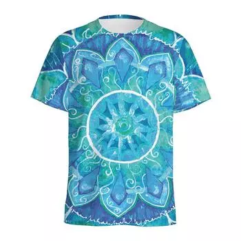 Футболка с 3D-принтом и духовным узором для мужчин, этническая футболка с цветочным принтом, женская футболка с круглым вырезом и коротким рукавом, летние уличные футболки S