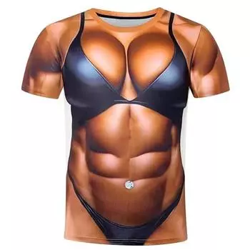 Футболка с 3D-принтом и поддельной графикой, мужская одежда, летние забавные уродливые мужские футболки, Harajuku Y2k Fashion Party с коротким рукавом, мужская футболка S