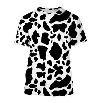 Футболка с 3D-принтом и рисунком коровы для мужчин, модная унисекс, стиль Харадзюку, повседневная, с круглым вырезом и коротким рукавом, детская одежда S