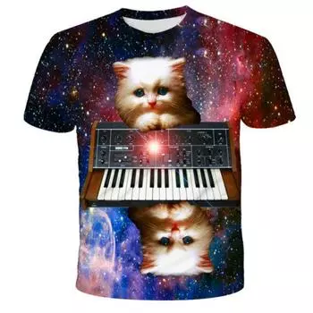 Футболка с 3D принтом Kawaii Cat, детская летняя модная повседневная футболка унисекс для мальчиков и девочек, детская одежда, футболка, одежда для девочек, топы 100