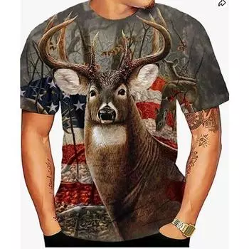 Футболка с 3D-принтом, короткий рукав, мужская спортивная одежда, летние футболки с круглым вырезом, большие размеры, мужские простые футболки с изображением животных S