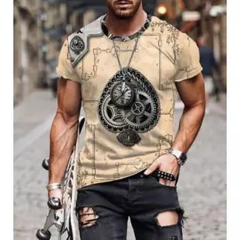 Футболка с 3D-принтом, короткий рукав, мужская спортивная одежда, летние футболки с круглым вырезом, большие размеры, мужские простые футболки S