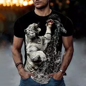 Футболка с 3D-принтом, короткий рукав, мужская спортивная одежда, летние футболки с круглым вырезом, большие размеры, мужские простые футболки S