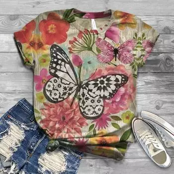 Футболка с 3D-принтом, короткий рукав, женская спортивная одежда, летние футболки с круглым вырезом, большие размеры, женские простые футболки S