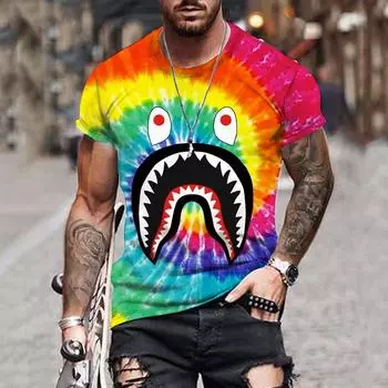 Футболка с 3D принтом, летние повседневные мужские и женские пары, уличная одежда с коротким рукавом, футболки большого размера XS
