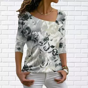 Футболка с 3D-принтом, летняя женская повседневная футболка с V-образным вырезом и коротким рукавом, модная уличная свободная удобная женская футболка, топы, футболки S
