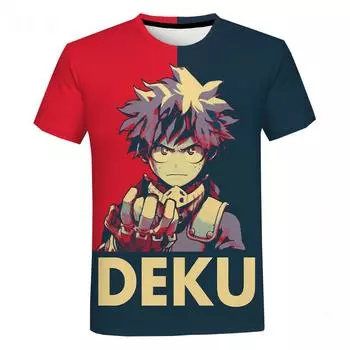 Футболка с 3D принтом My Hero Academy Deku, детская летняя модная повседневная уличная одежда с короткими рукавами в стиле Харадзюку, детская футболка с аниме 160