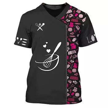 Футболка с 3D принтом «Пекарь-кондитер», женская уличная одежда, рабочая одежда, униформа, футболки в стиле Харадзюку, топы, одежда унисекс, одежда больших размеров S