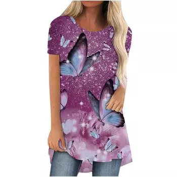 Футболка с 3D-принтом «Подсолнух и бабочка», женская уличная одежда, футболки с коротким рукавом, топы Y2K, туники, футболки, свободная одежда для девочек S
