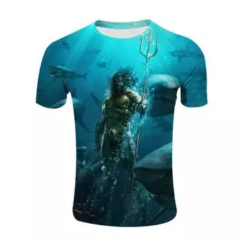 Футболка с 3D-принтом, повседневная футболка с круглым вырезом и принтом мифологии в стиле вестерн, сетчатая футболка с короткими рукавами S