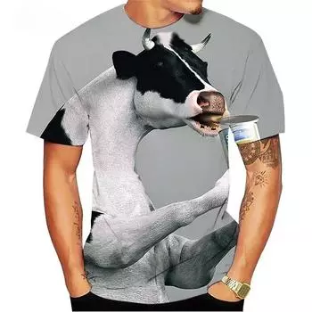 Футболка с 3D принтом, серия «Животные, свинья и овца», мужская и женская футболка XS