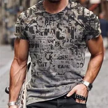 Футболка с 3D принтом тай-дай, повседневная спортивная одежда с круглым вырезом и буквами, свободные топы с короткими рукавами, дышащая мужская летняя футболка S