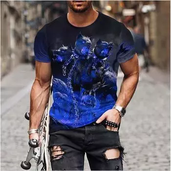 Футболка с 3D принтом тигра, боевого животного, зверя, свирепого льва/леопарда, мужские топы с короткими рукавами, футболки большого размера, мужская дизайнерская одежда S